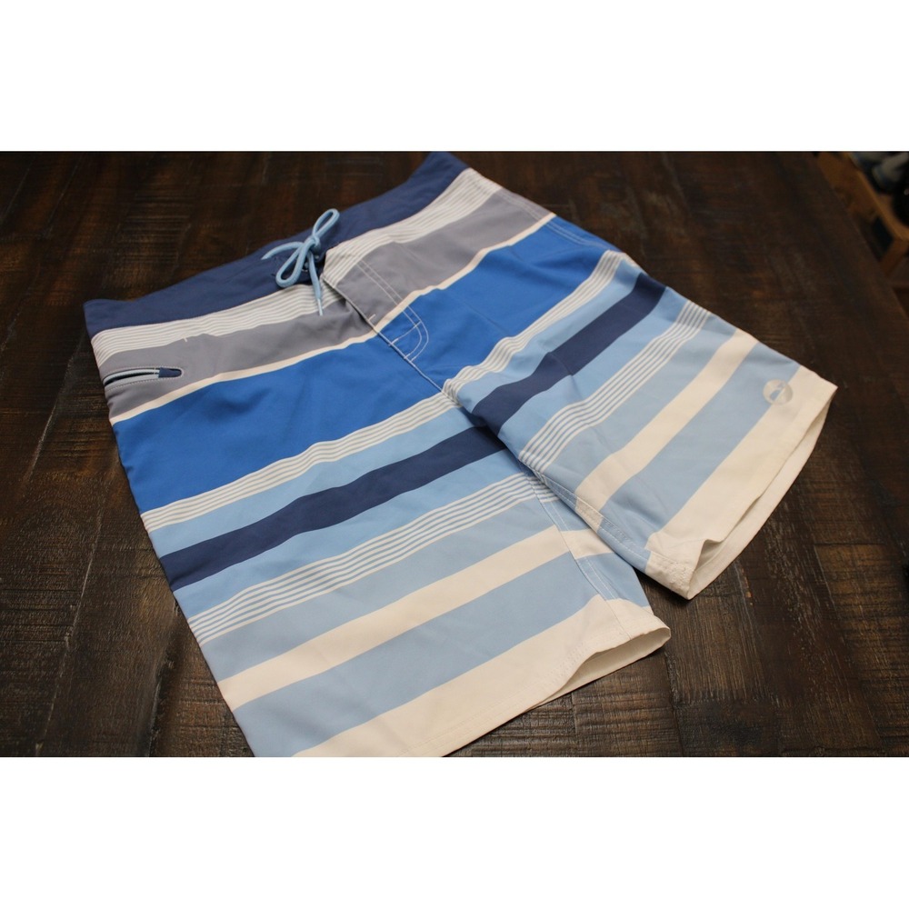 Vineyard Vines Mens 33 Blue Stripe Board Shorts Quick Dry Stretch Swim Trunks